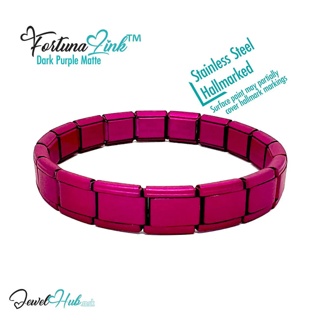 Dark Purple Matte Italian bracelet by the FortunaLink™ Tile Collection (18 links) - JewelHub.co.uk