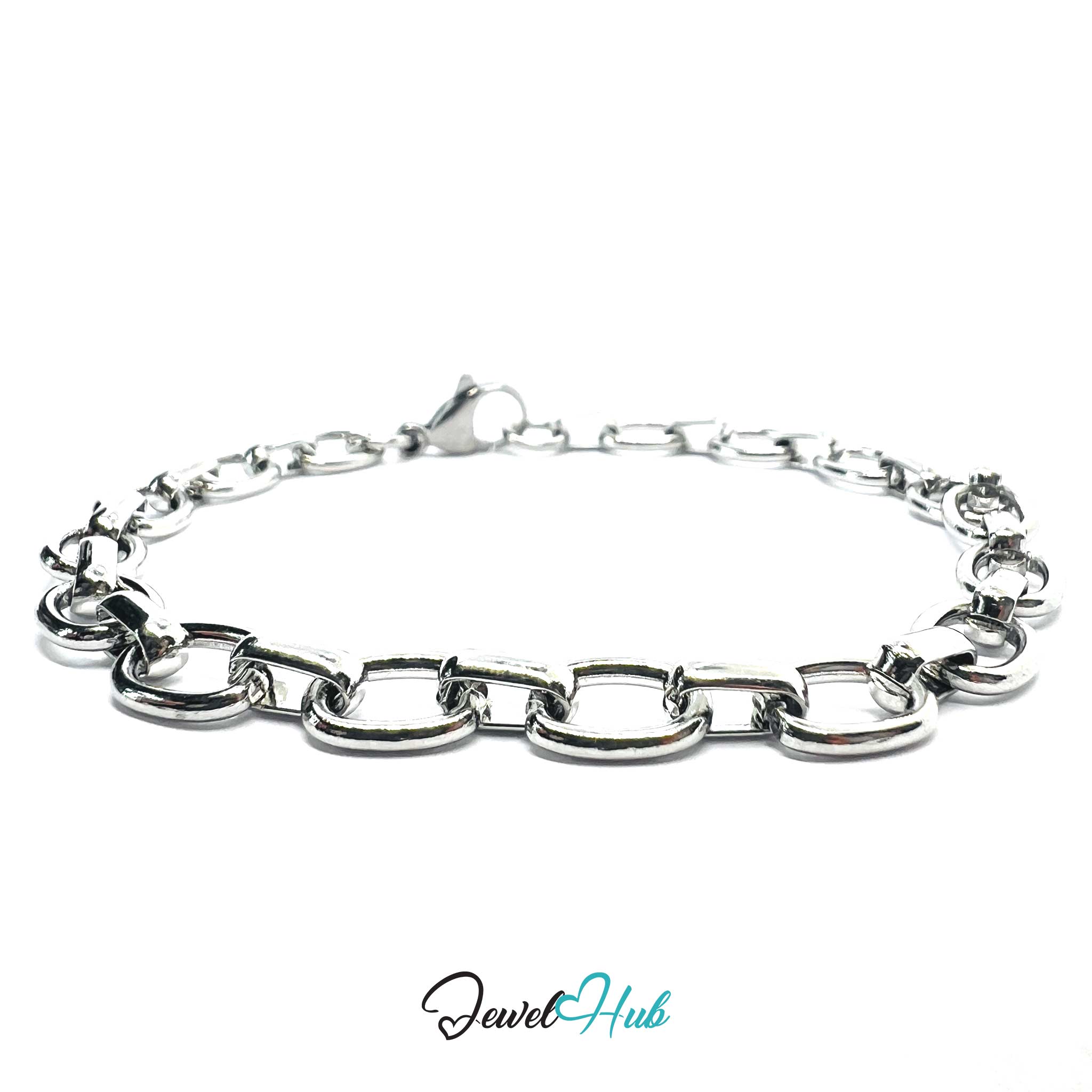 Stainless Steel MiniCharm™ Modern Oval Link Chain Silver Bracelet
