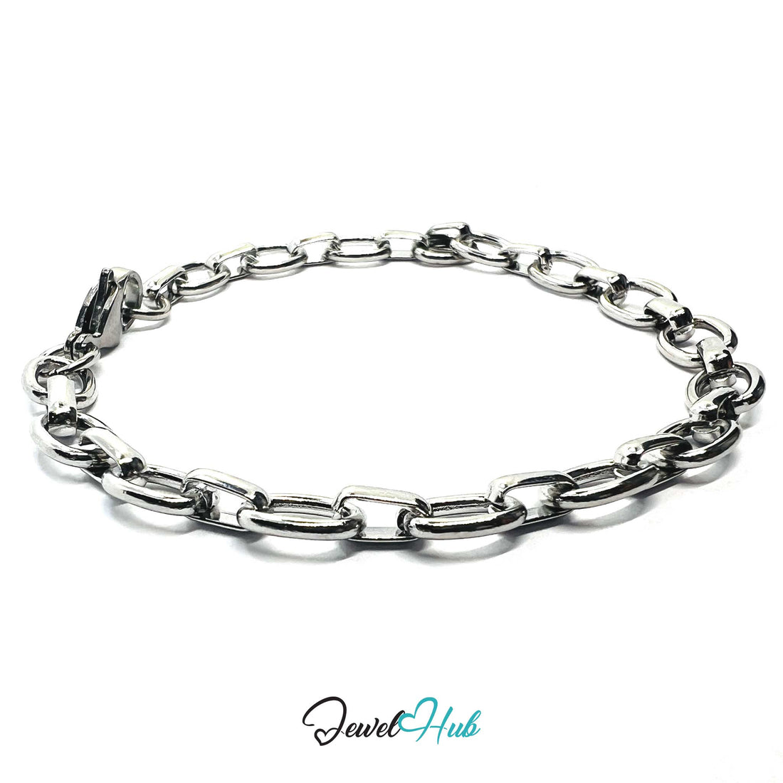 Stainless Steel MiniCharm™ Modern Oval Link Chain Silver Bracelet