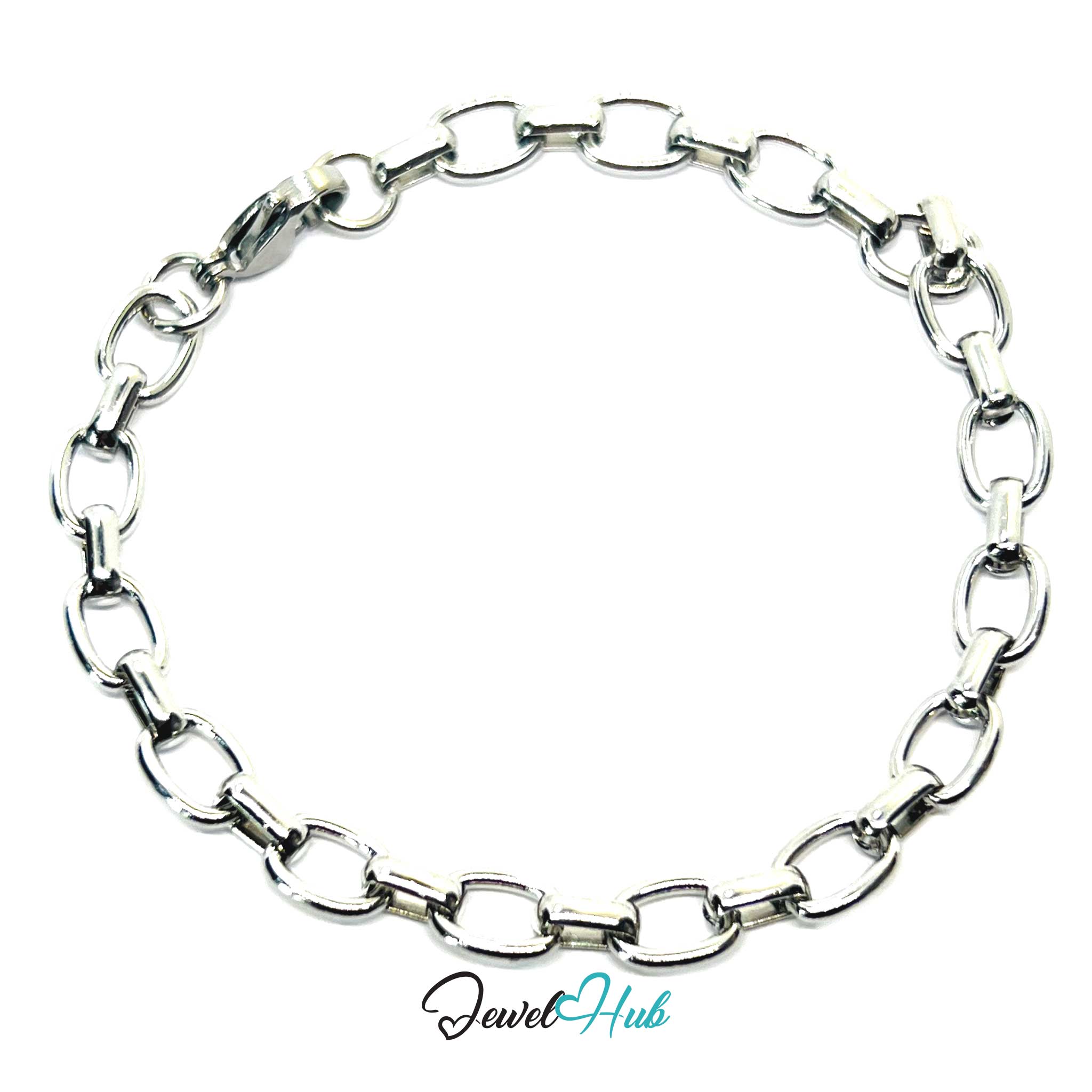 Stainless Steel MiniCharm™ Modern Oval Link Chain Silver Bracelet