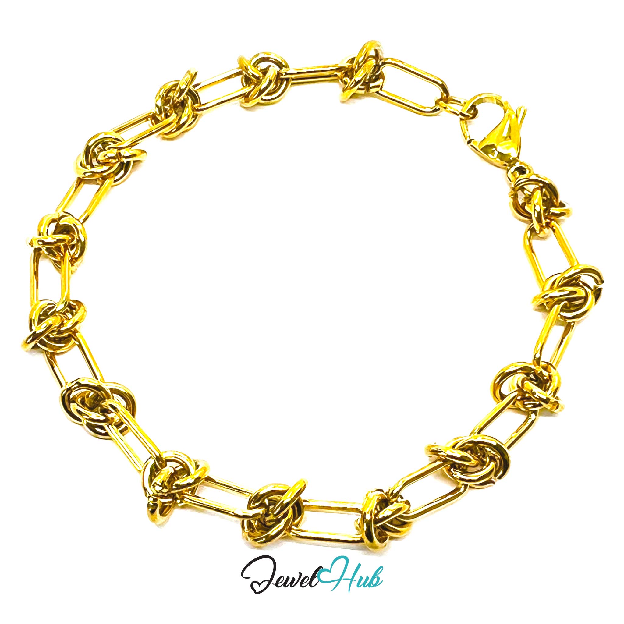 Stainless Steel MiniCharm™ Upgraded Double Knot Paperclip Gold Bracelet