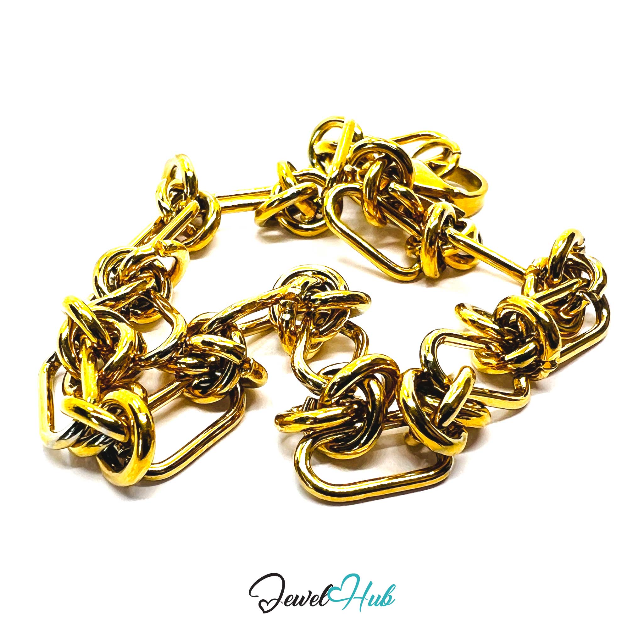 Stainless Steel MiniCharm™ Upgraded Double Knot Paperclip Gold Bracelet