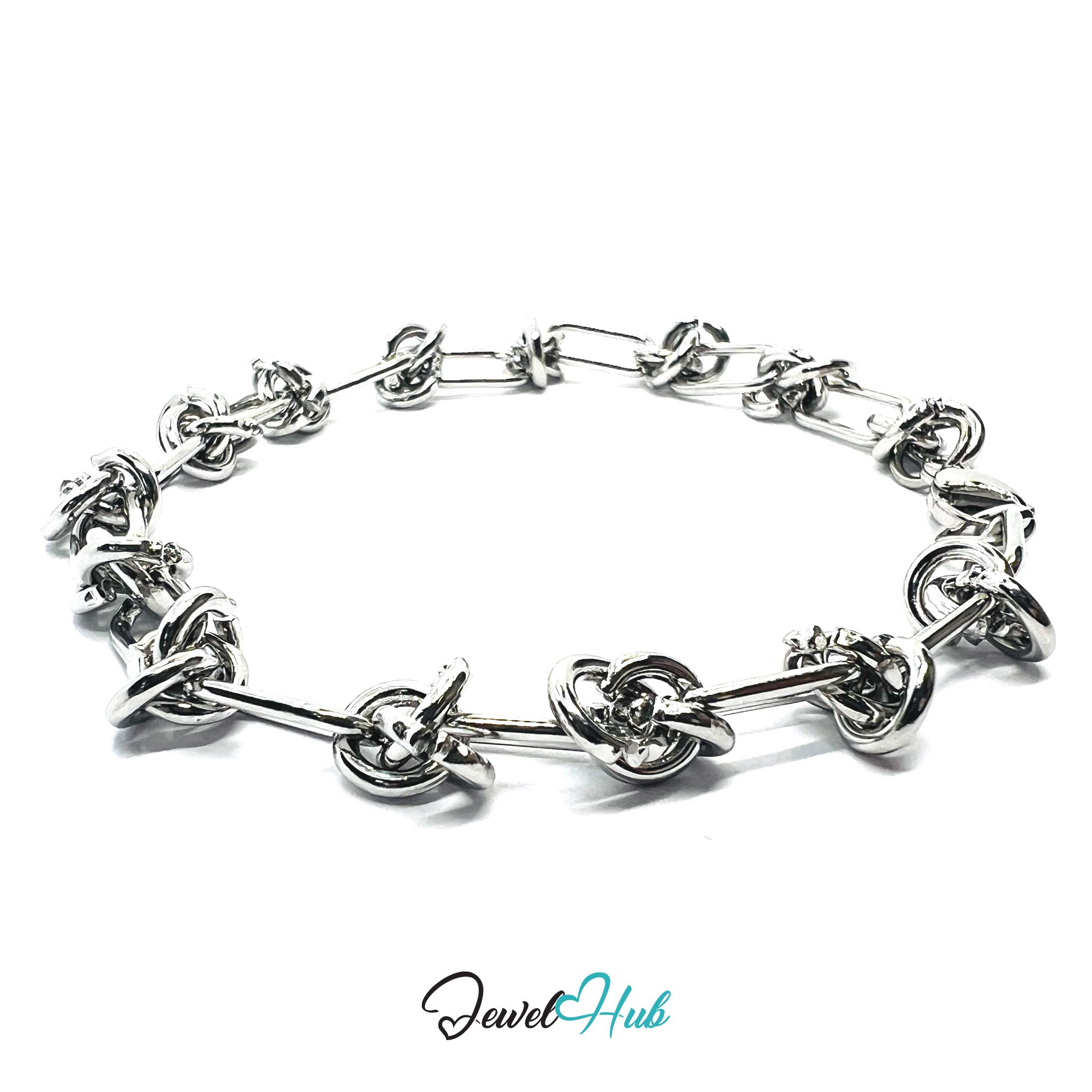 Stainless Steel MiniCharm™ Upgraded Double Knot Paperclip Silver Bracelet