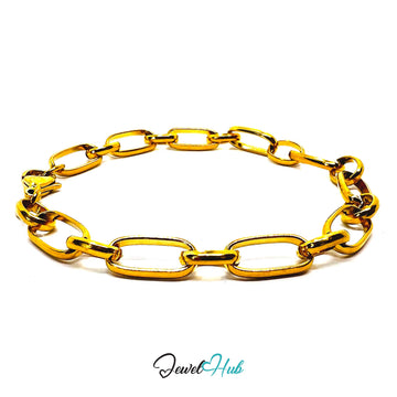 Stainless Steel MiniCharm™ Oval Loop Paperclip Gold Bracelet