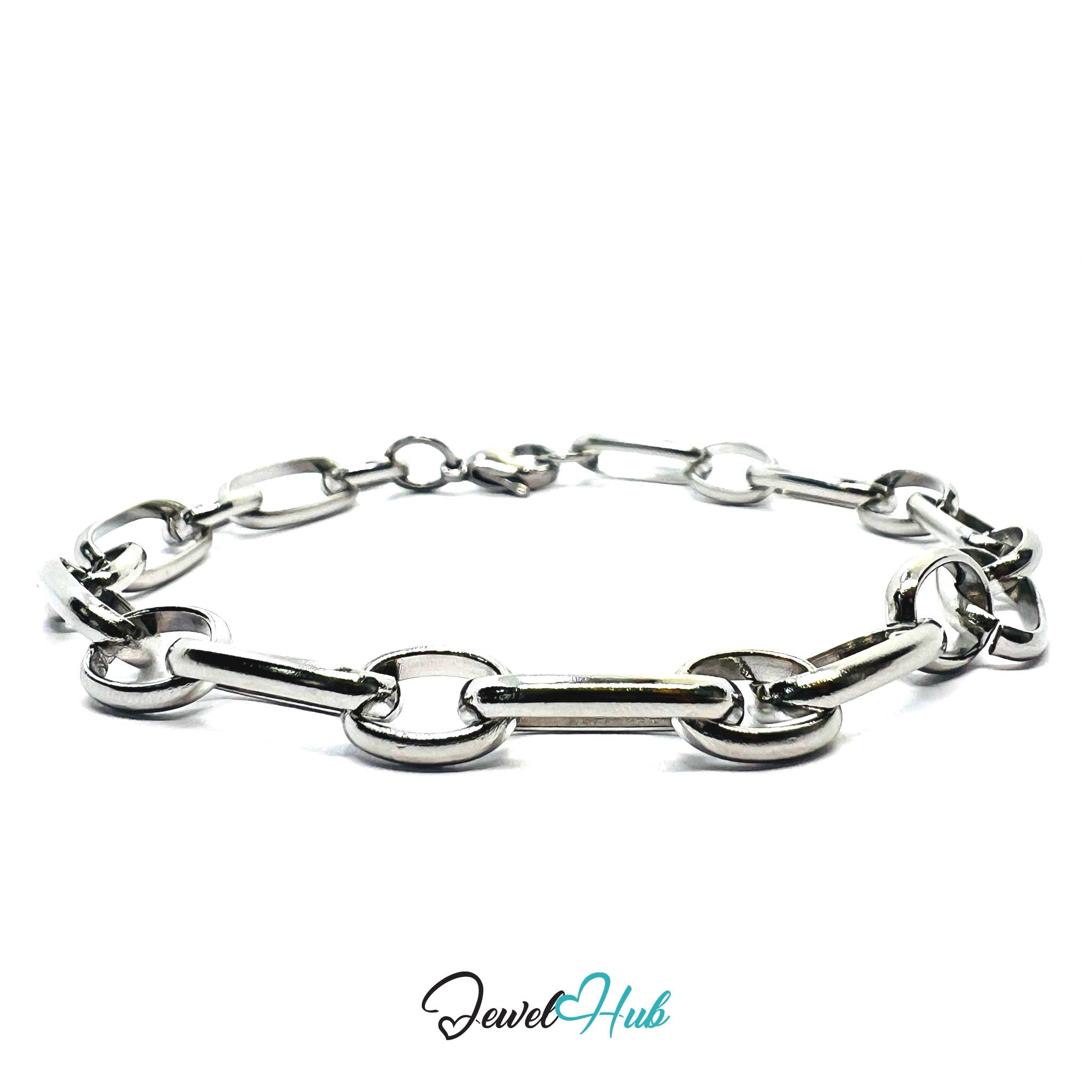 Stainless Steel MiniCharm™ Oval Loop Paperclip Silver Bracelet