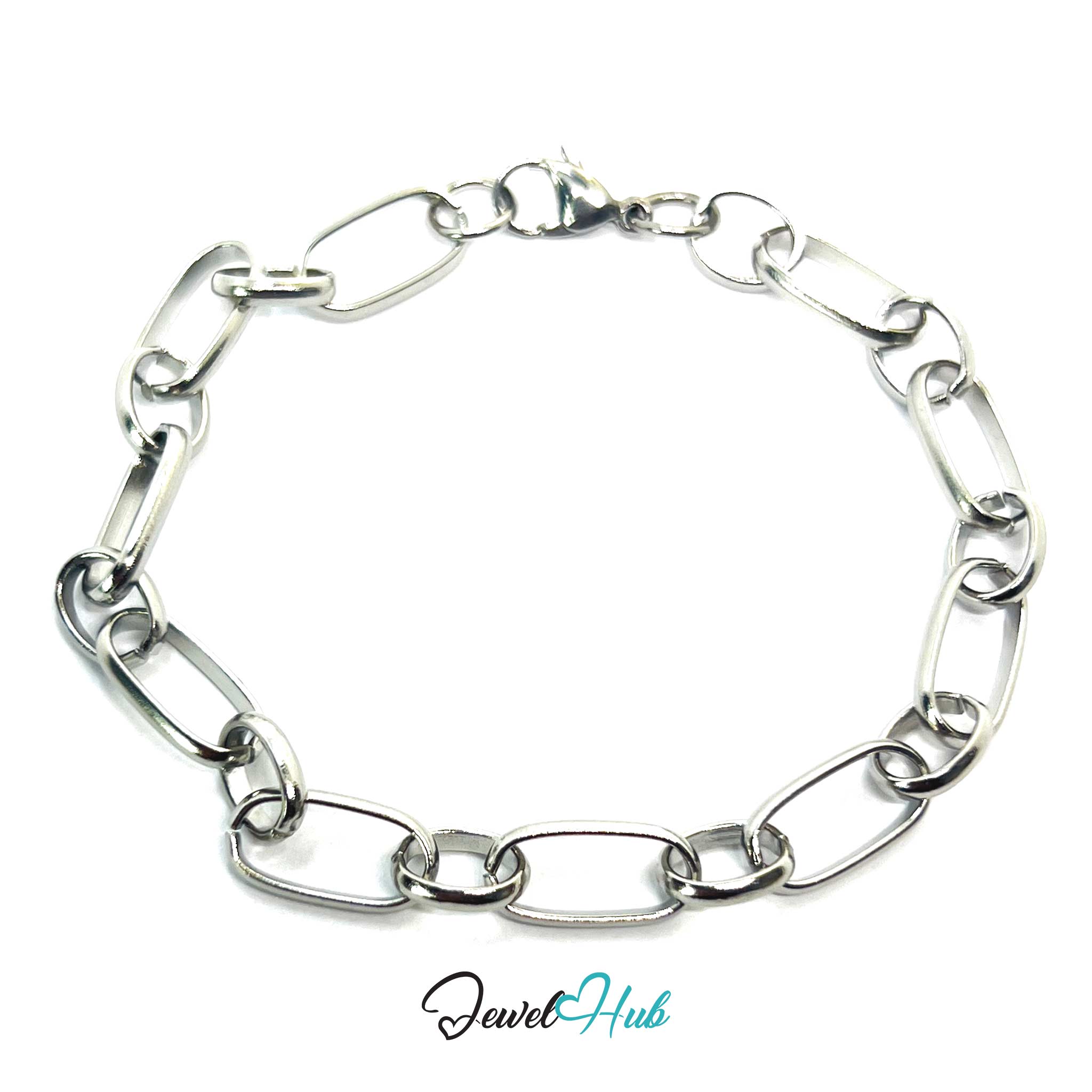Stainless Steel MiniCharm™ Oval Loop Paperclip Silver Bracelet