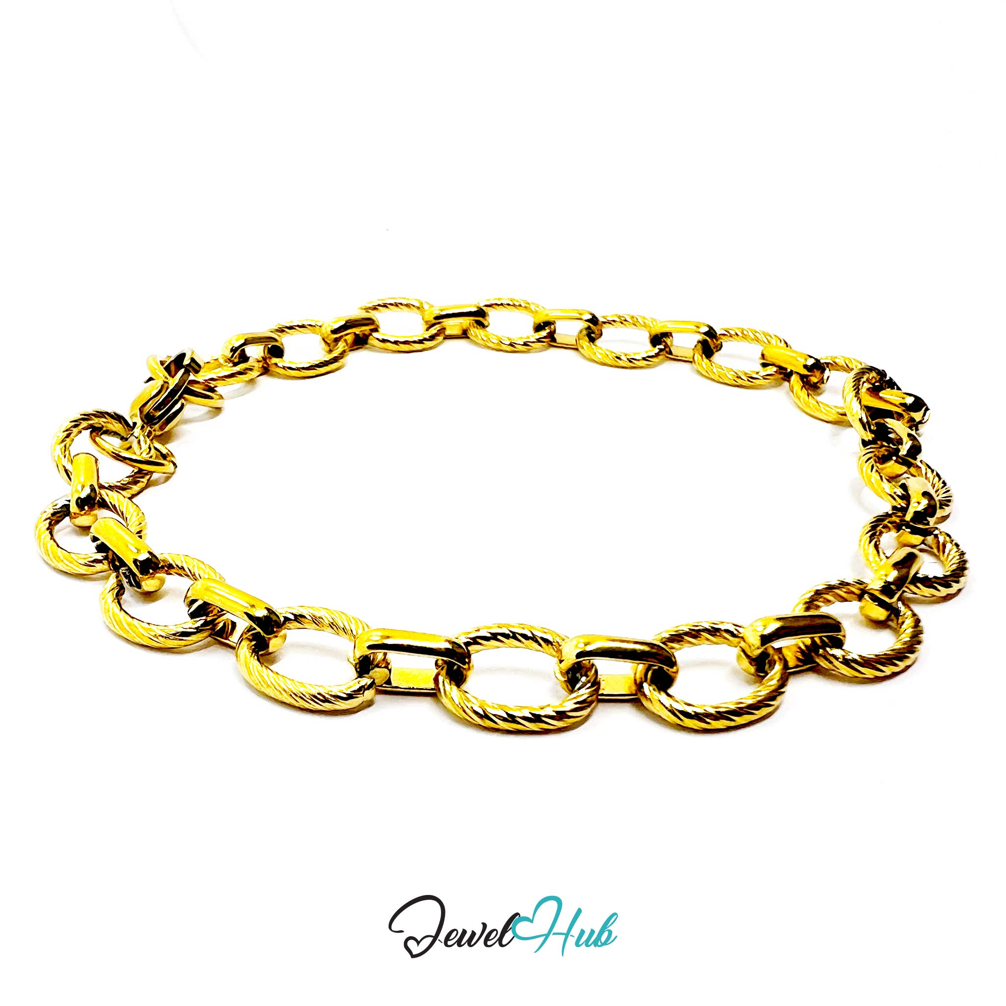 Stainless Steel MiniCharm™ Rope and Circle Link Gold Bracelet