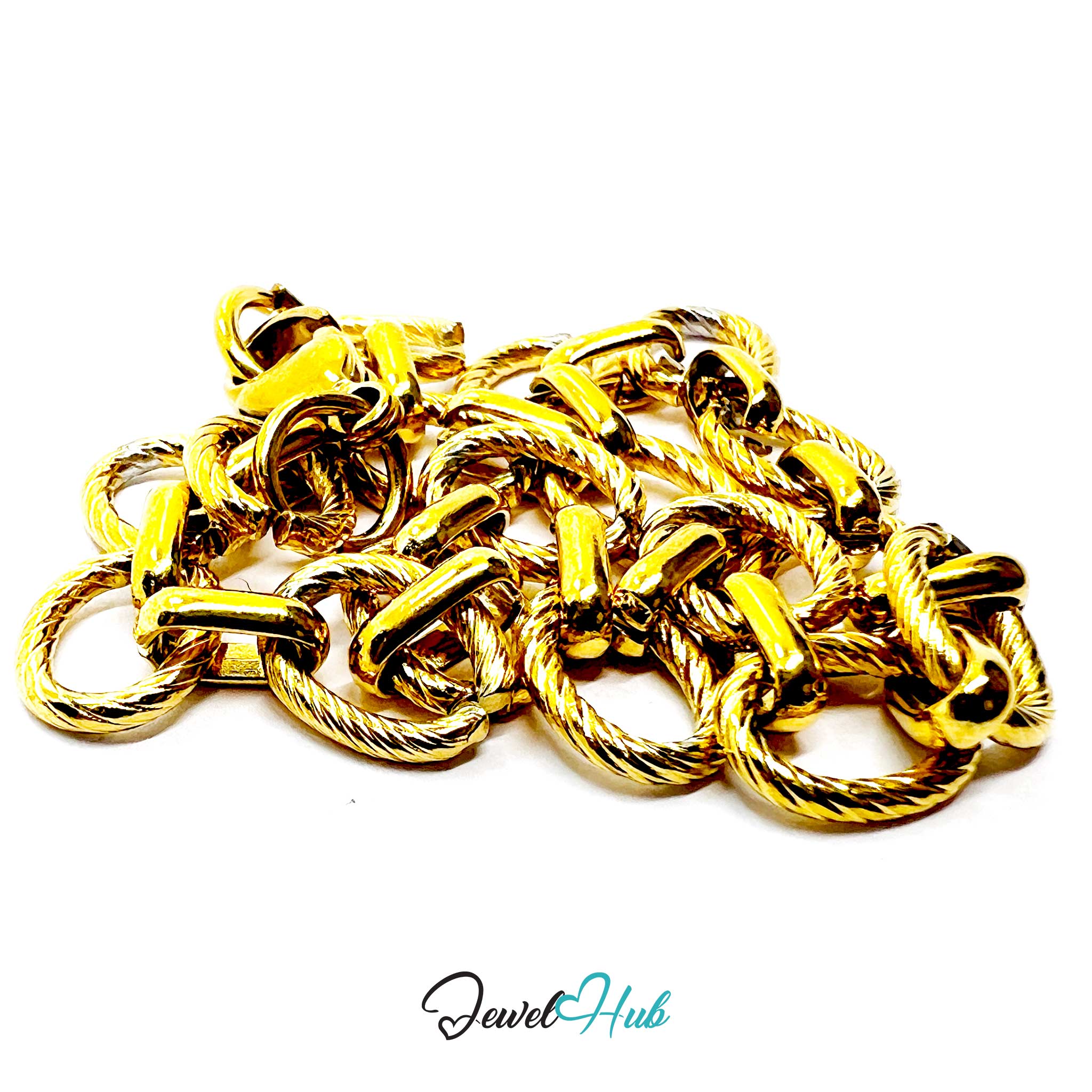 Stainless Steel MiniCharm™ Rope and Circle Link Gold Bracelet