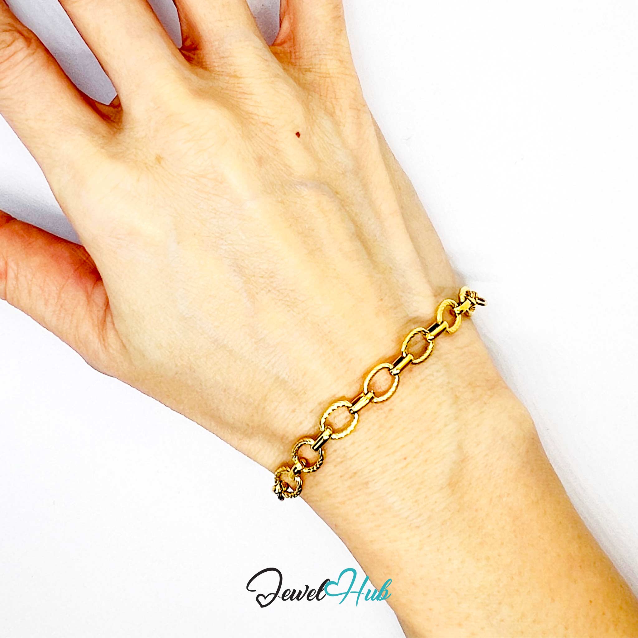 Stainless Steel MiniCharm™ Rope and Circle Link Gold Bracelet