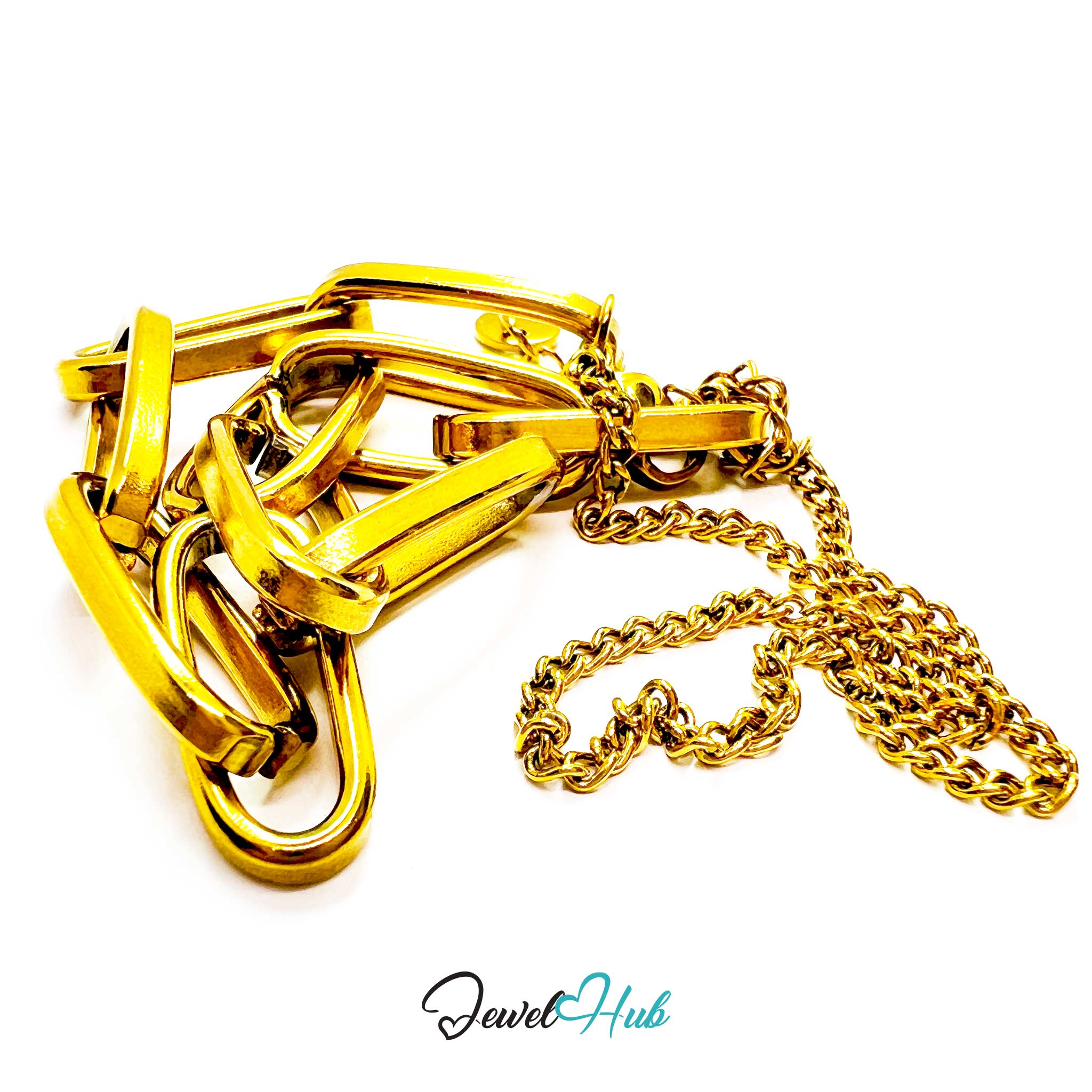 Stainless Steel Dual Chain Paperclip Gold Bracelet