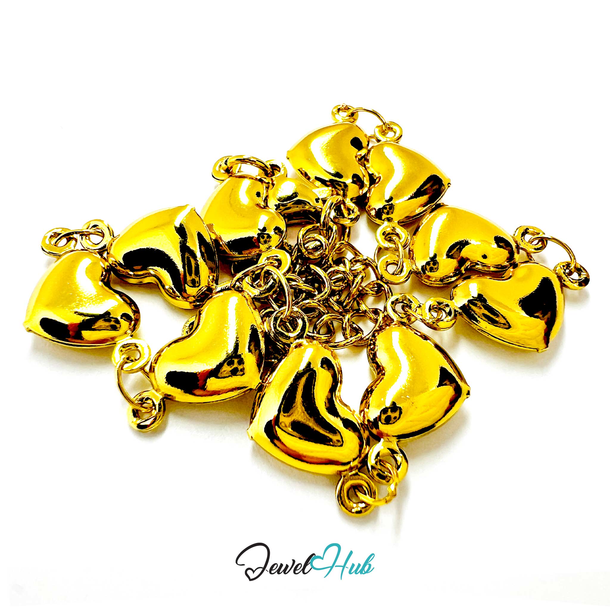 Stainless Steel Mini Bubble Heart Charms Gold Bracelet