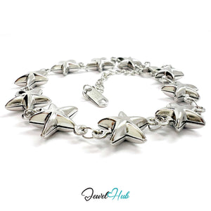 Stainless Steel Bubble Star Charms Silver Bracelet