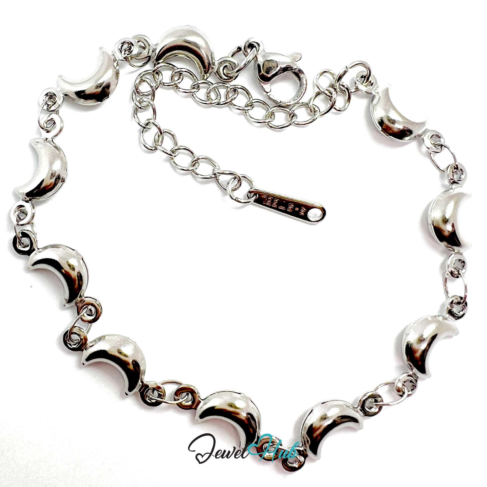 Stainless Steel Bubble Moon Charms Silver Bracelet