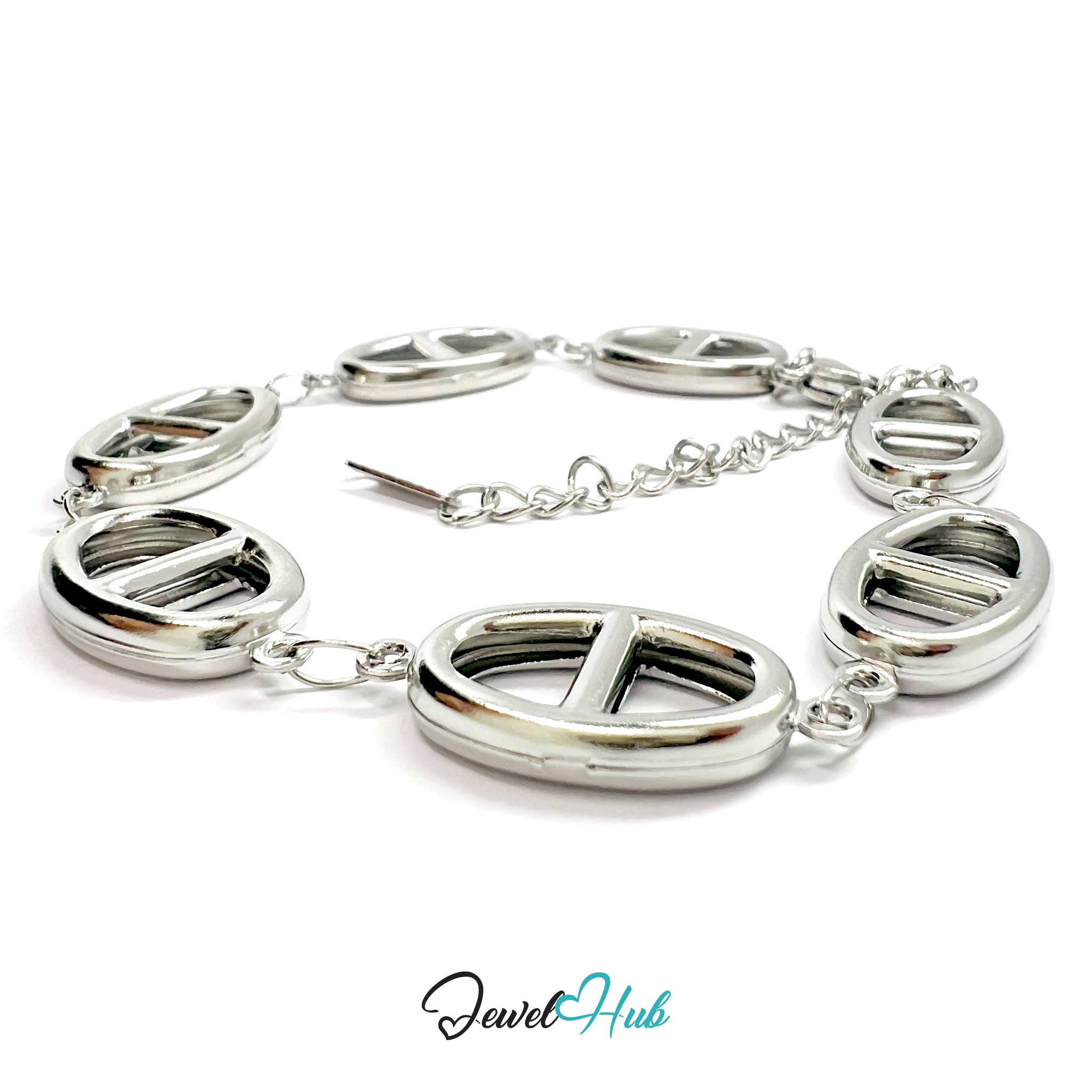 Stainless Steel Orbit Halo Charms Silver Bracelet