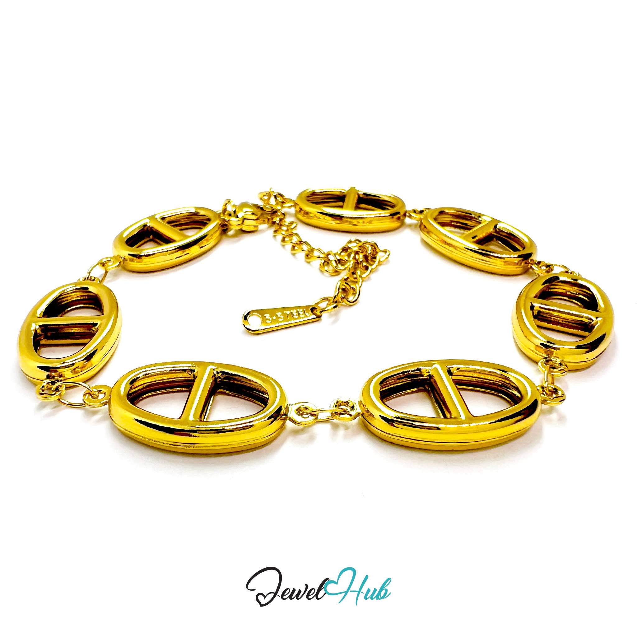 Stainless Steel Orbit Halo Charms Gold Bracelet