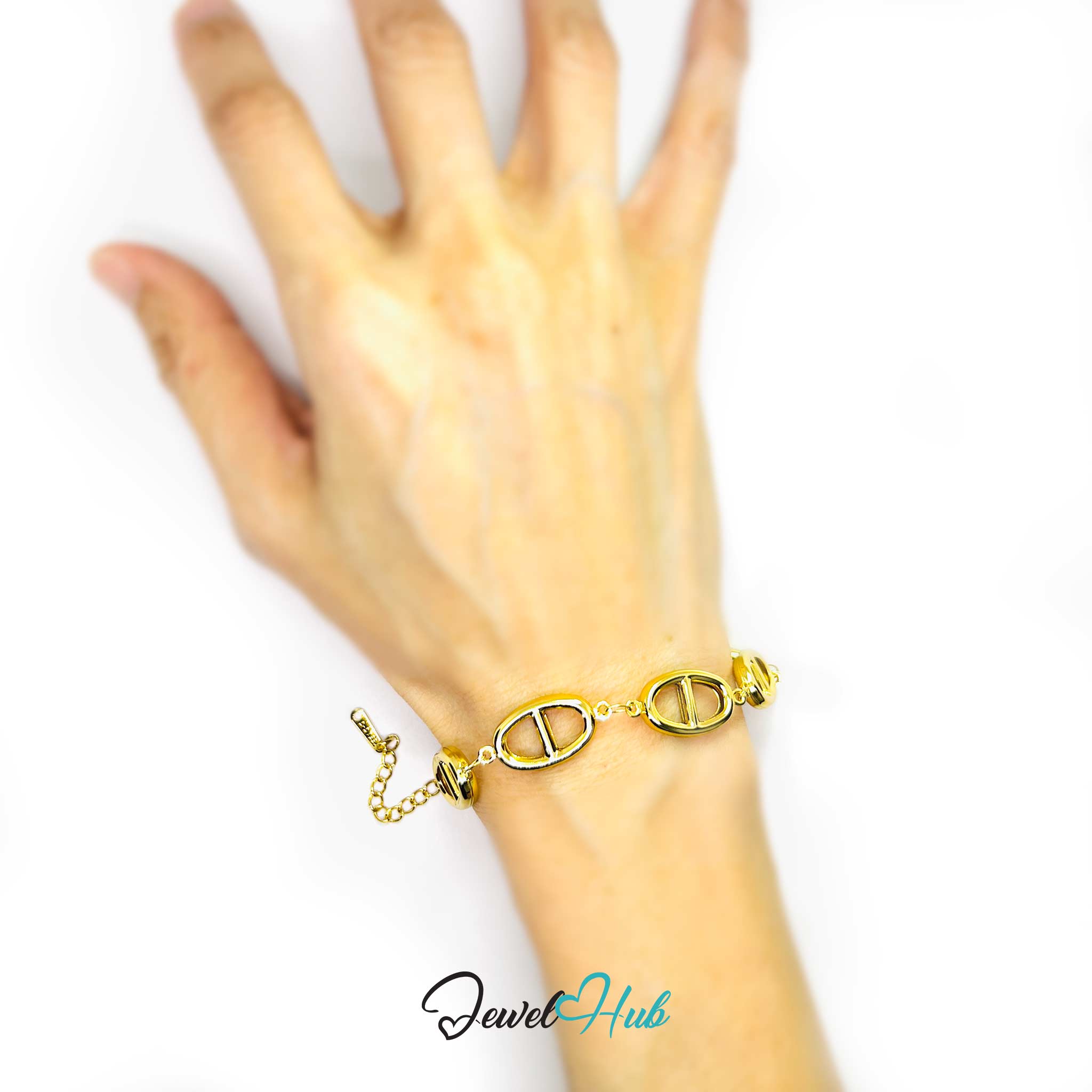 Stainless Steel Orbit Halo Charms Gold Bracelet