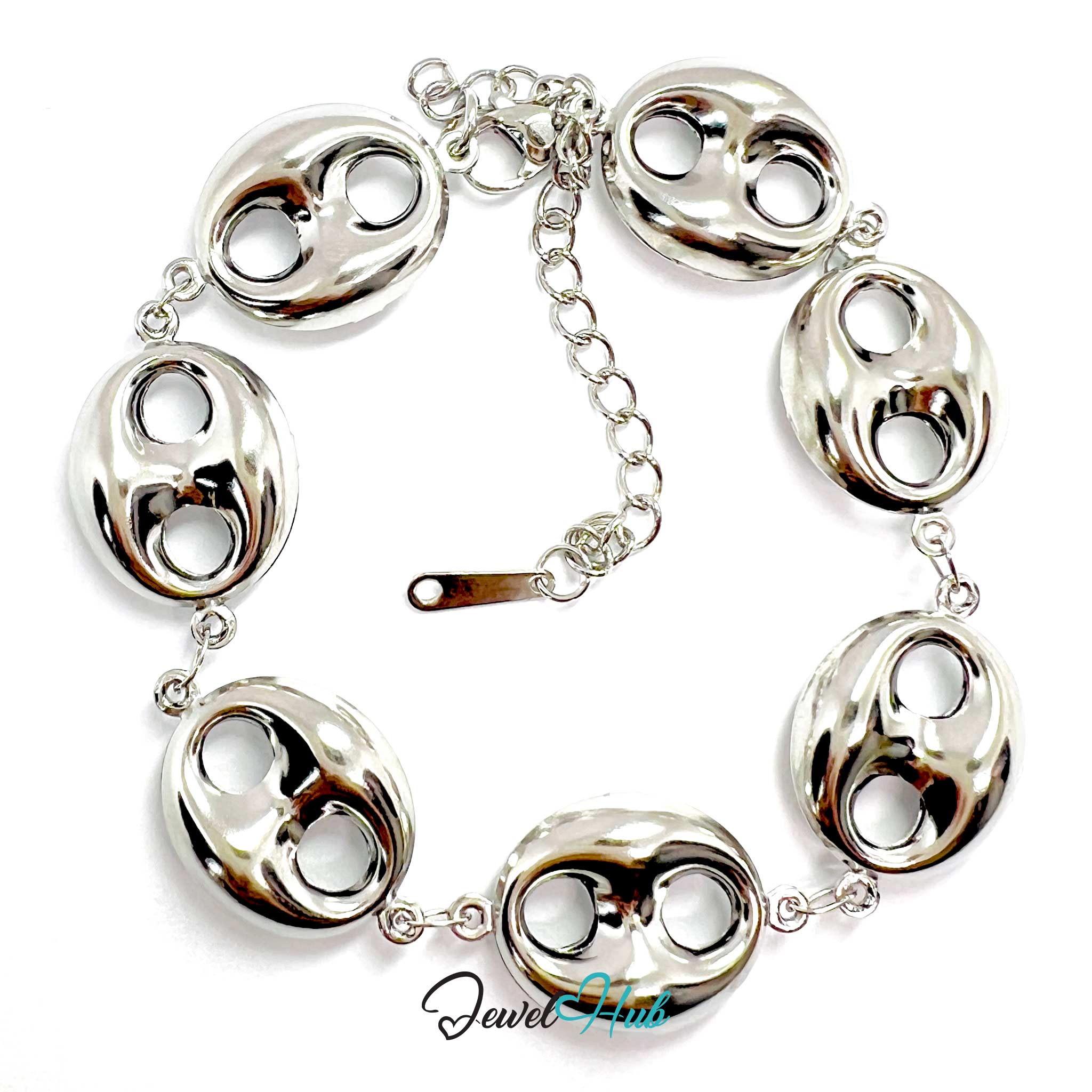 Stainless Steel Bubble Orbit Charms Silver Bracelet