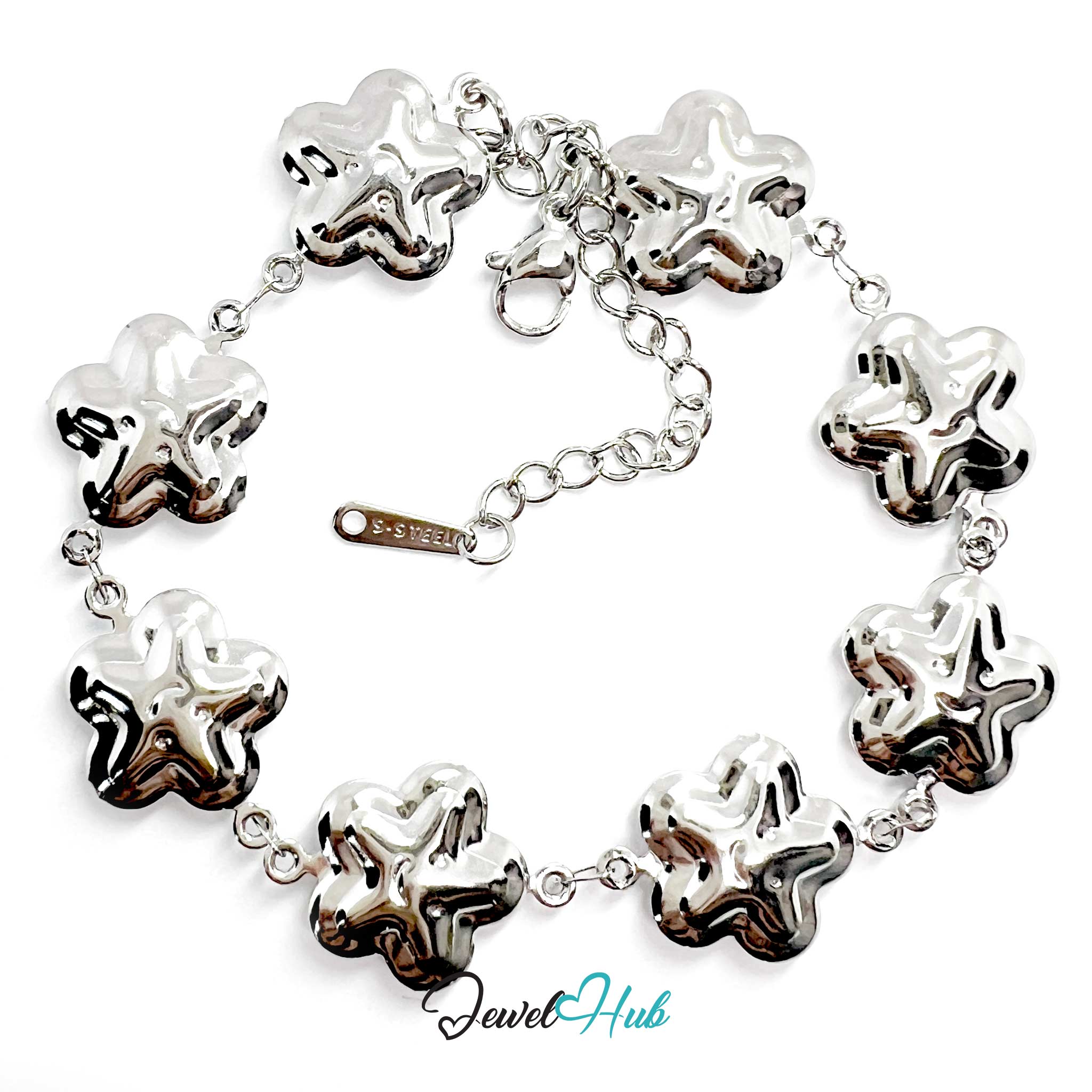 Stainless Steel Bubble Smile Star Silver Bracelet