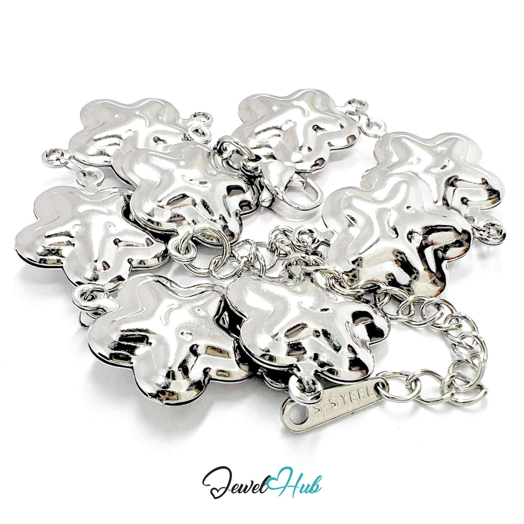 Stainless Steel Bubble Smile Star Silver Bracelet