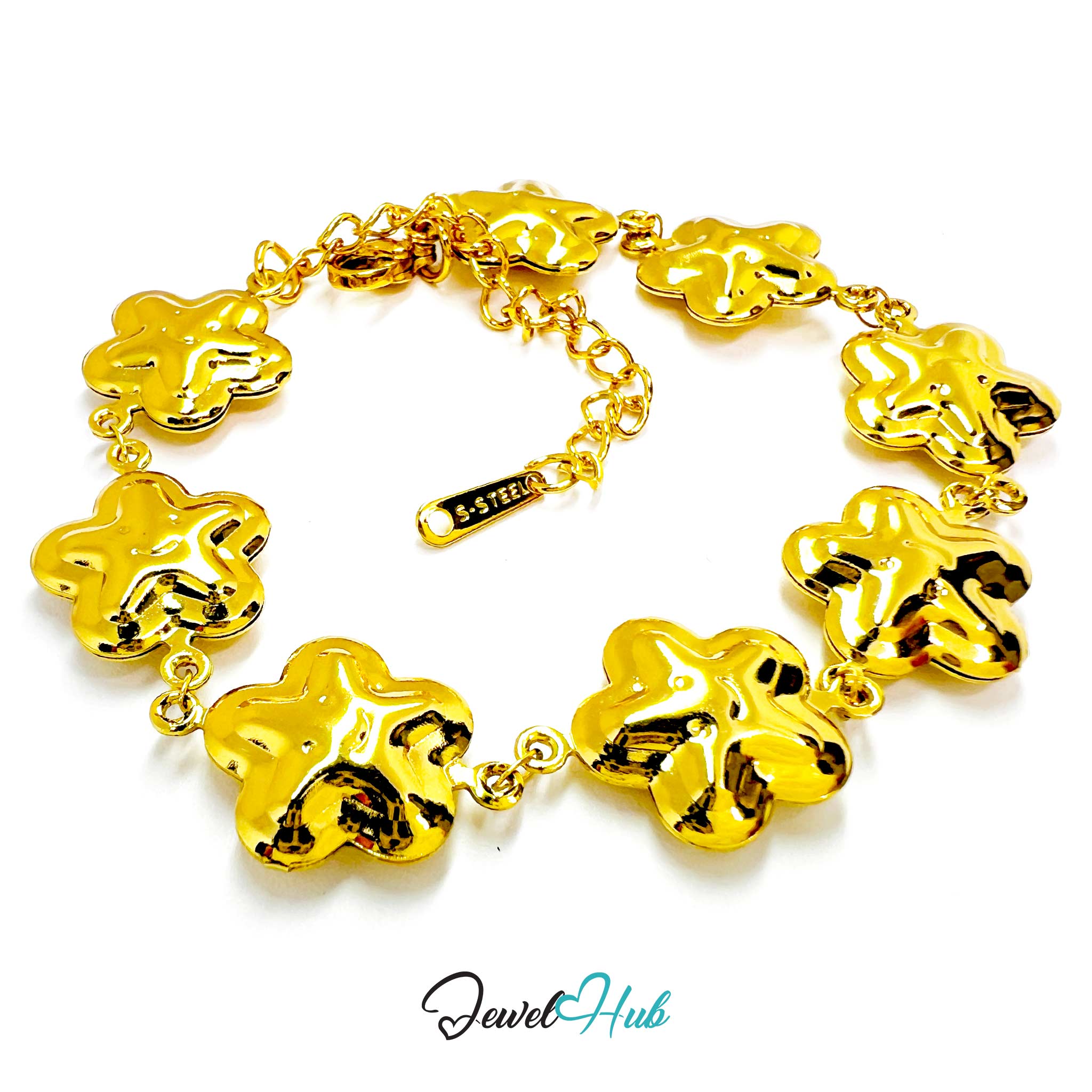 Stainless Steel Bubble Smile Star Gold Bracelet