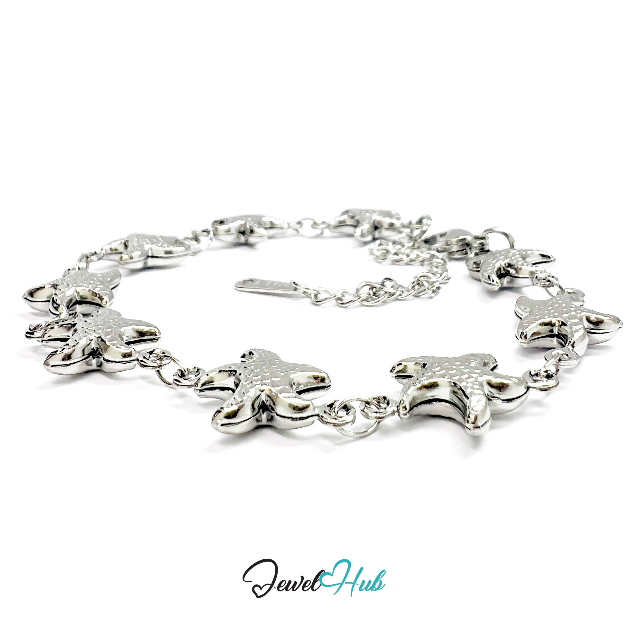 Stainless Steel Starfish Charms Silver Bracelet