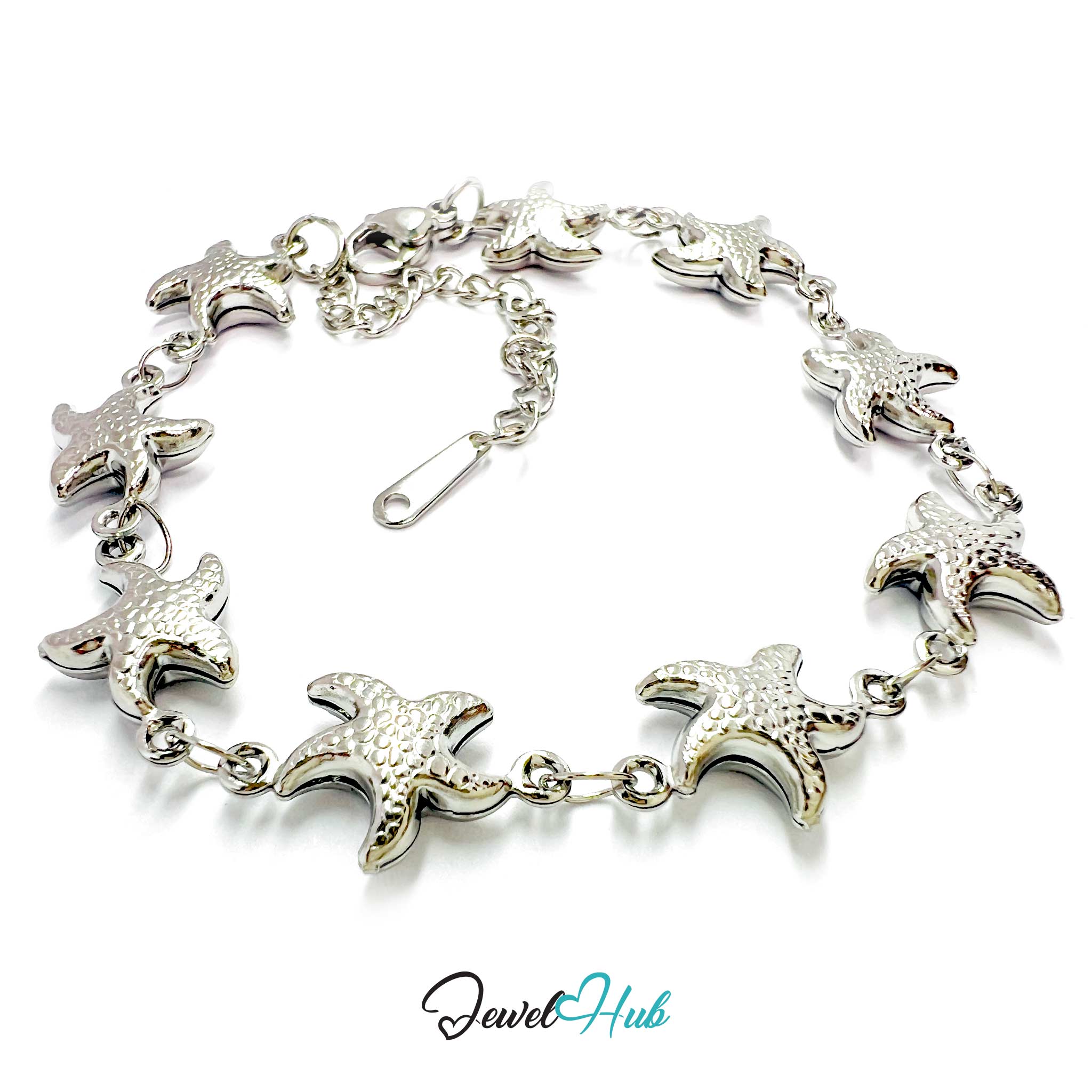 Stainless Steel Starfish Charms Silver Bracelet