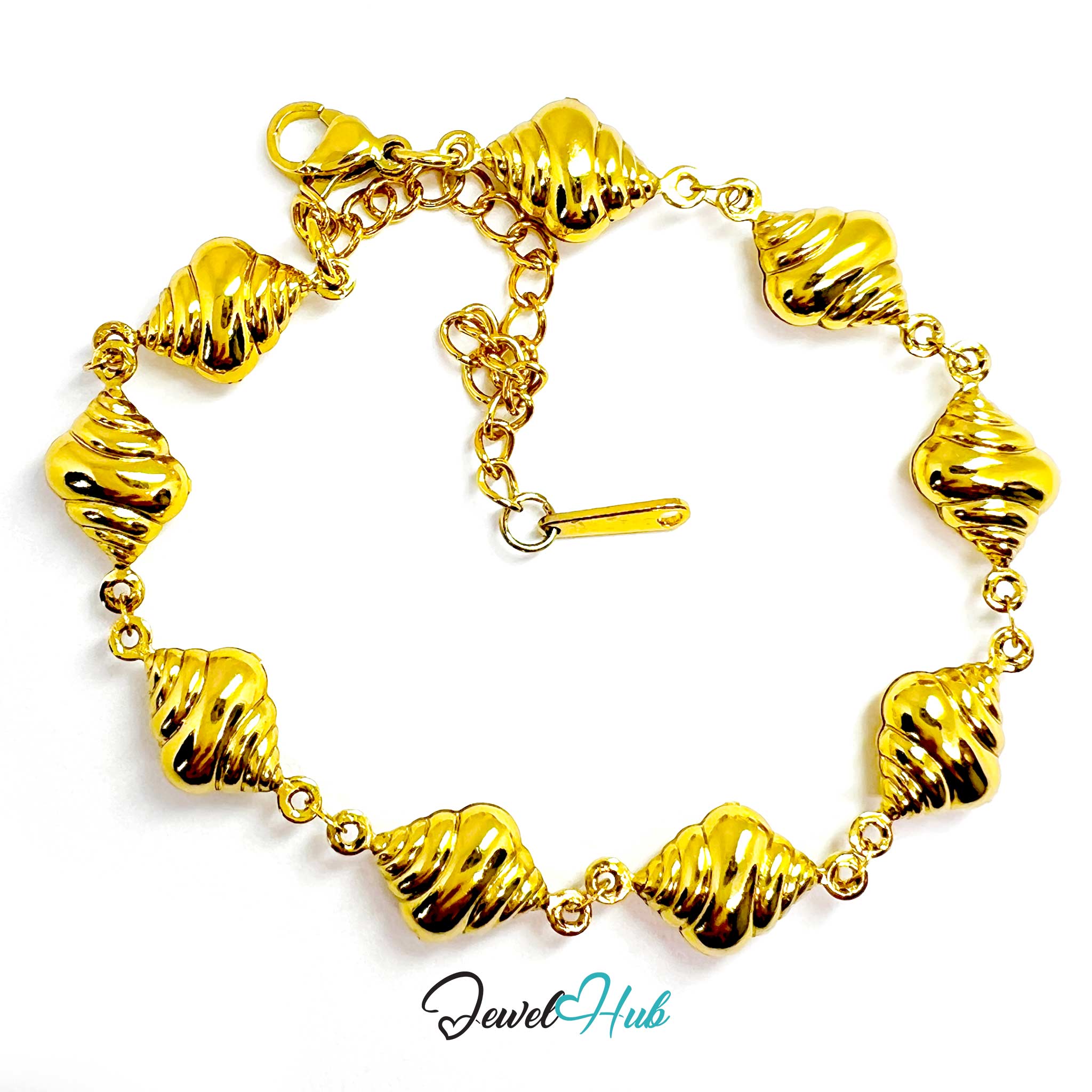 Stainless Steel Seashell Charms Gold Bracelet
