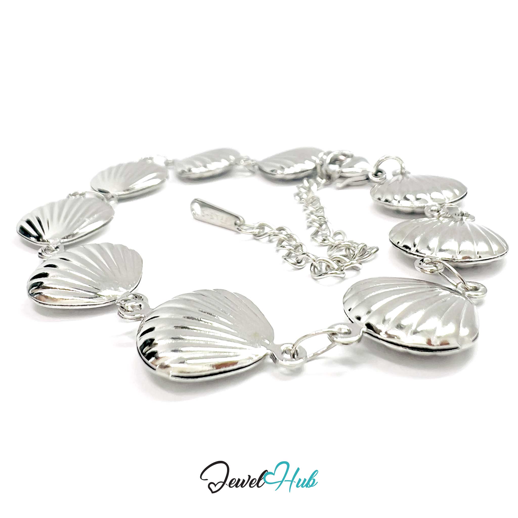 Stainless Steel Coastal Seashell Charms Silver Bracelet