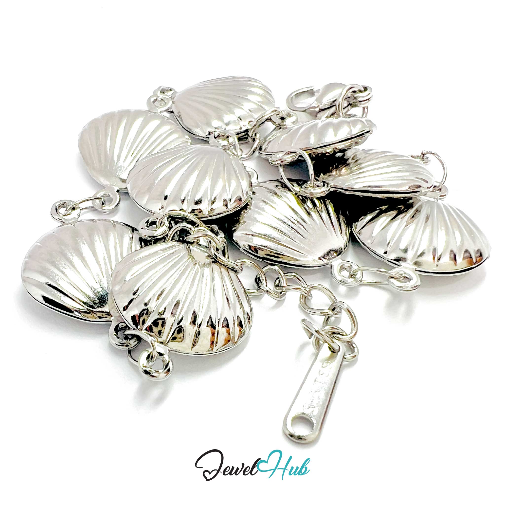 Stainless Steel Coastal Seashell Charms Silver Bracelet