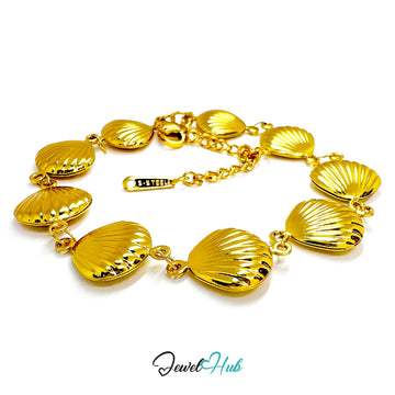 Stainless Steel Coastal Seashell Charms Gold Bracelet