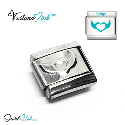 Italian Bracelet Charm by FortunaLink™ Silver Stainless Steel Charm - JewelHub.co.uk