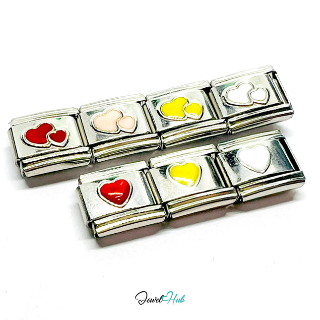 FortunaLink™ Heart Charm – 7 Stainless Steel Italian Bracelet Links for Love, Colour & Connection