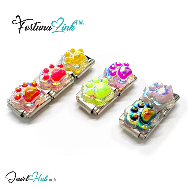FortunaLink™ Italian Bracelet Charm – Modular Paw Print Design for Colourful Everyday Style CA