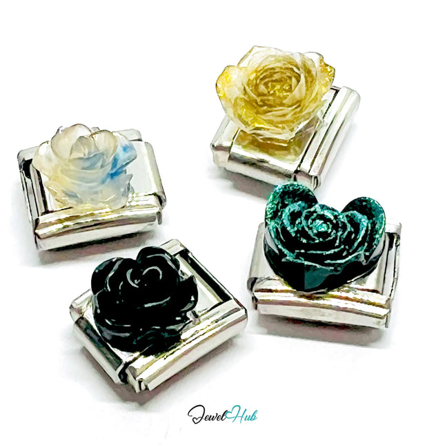 FortunaLink™ Punk Rose Charm for 9mm Italian Bracelets – Sculpted Modular Link
