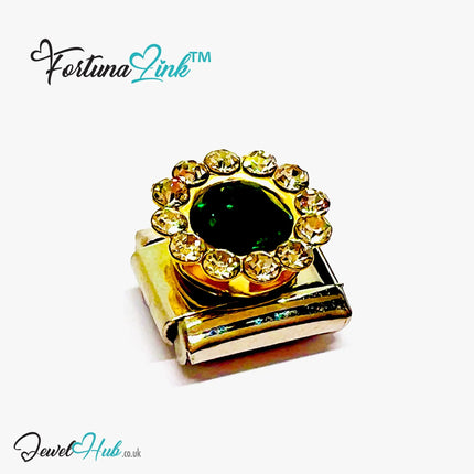 FortunaLink™ Gemstone Italian Charm – Colour Crystal Designs for Daily Luck & Modular Radiance