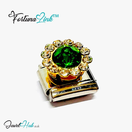 FortunaLink™ Gemstone Italian Charm – Colour Crystal Designs for Daily Luck & Modular Radiance