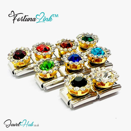 FortunaLink™ Gemstone Italian Charm – Colour Crystal Designs for Daily Luck & Modular Radiance