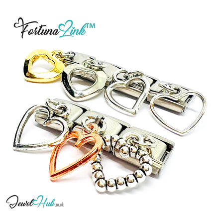 FortunaLink™ Dangling Hollow Heart Series – Multi-Finish Italian Bracelet Charms - JewelHub.co.uk