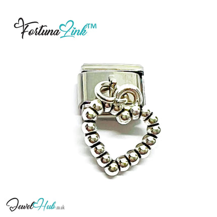 FortunaLink™ Dangling Hollow Heart Series – Multi-Finish Italian Bracelet Charms - JewelHub.co.uk