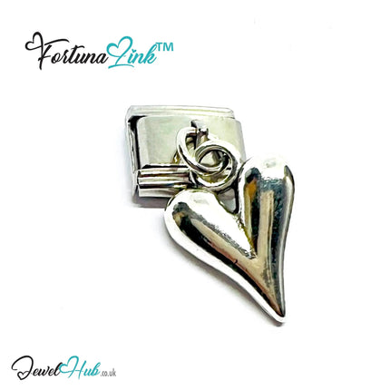FortunaLink™ Dangling Solid Heart Series – Multi-Finish Italian Bracelet Charms - JewelHub.co.uk