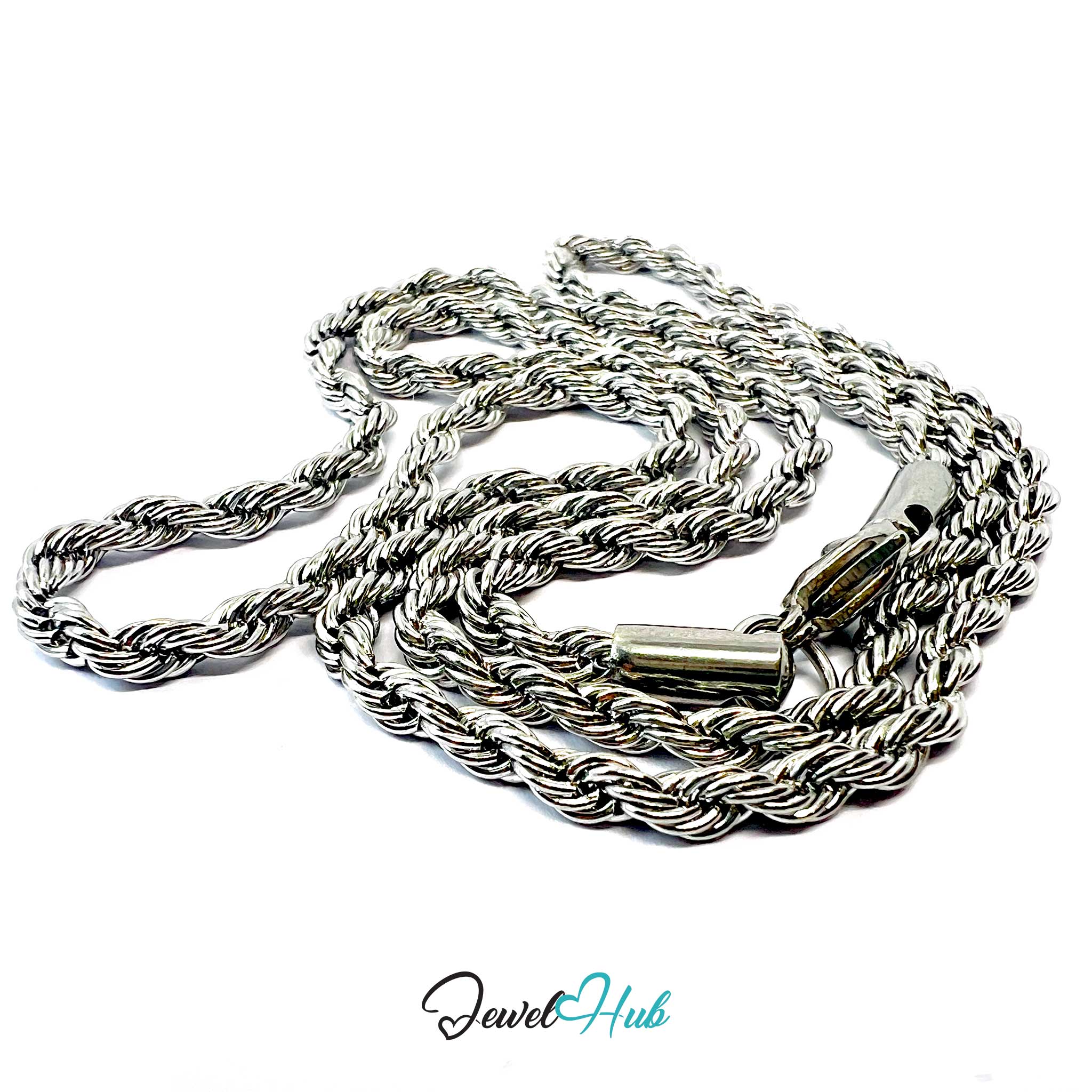 Silver Stainless Steel Rope Chain Necklace 3mm | 55cm