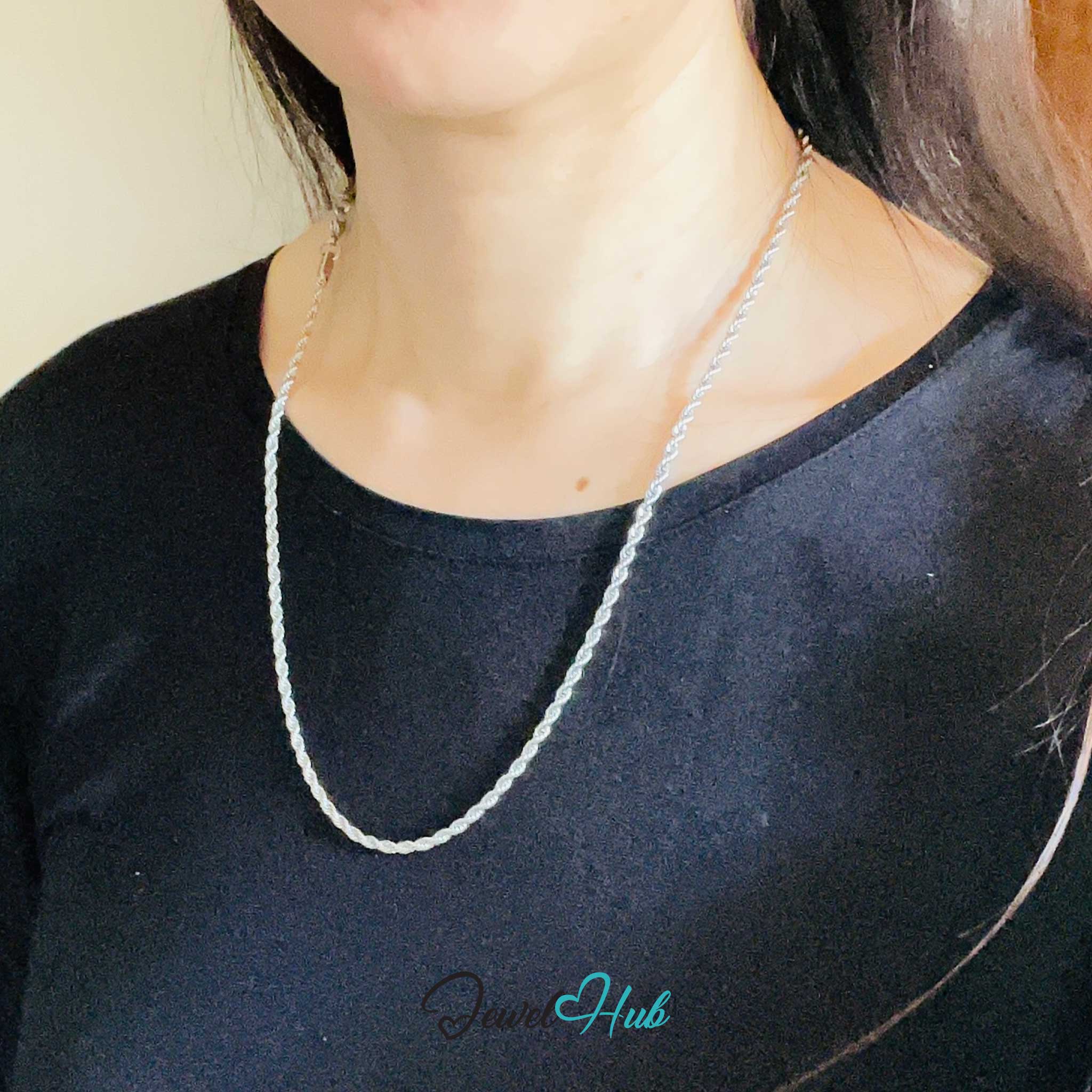 Silver Stainless Steel Rope Chain Necklace 3mm | 55cm