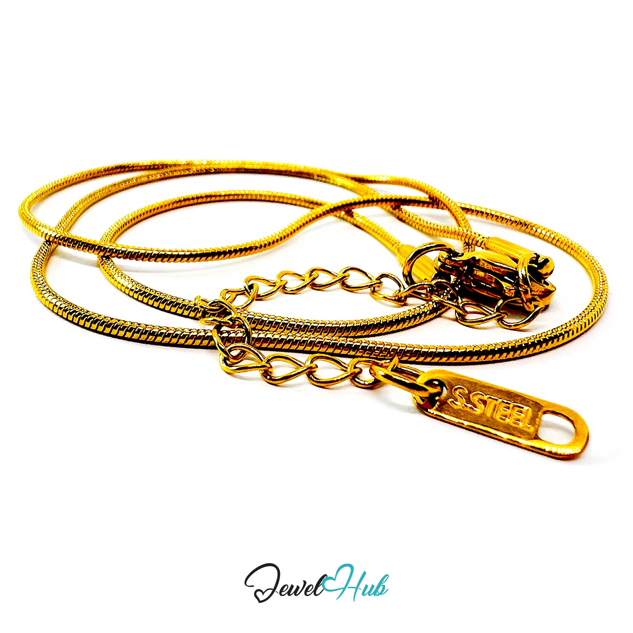 Gold Stainless Steel Snake Chain Necklace 1.2mm | 40+5cm Adjustable