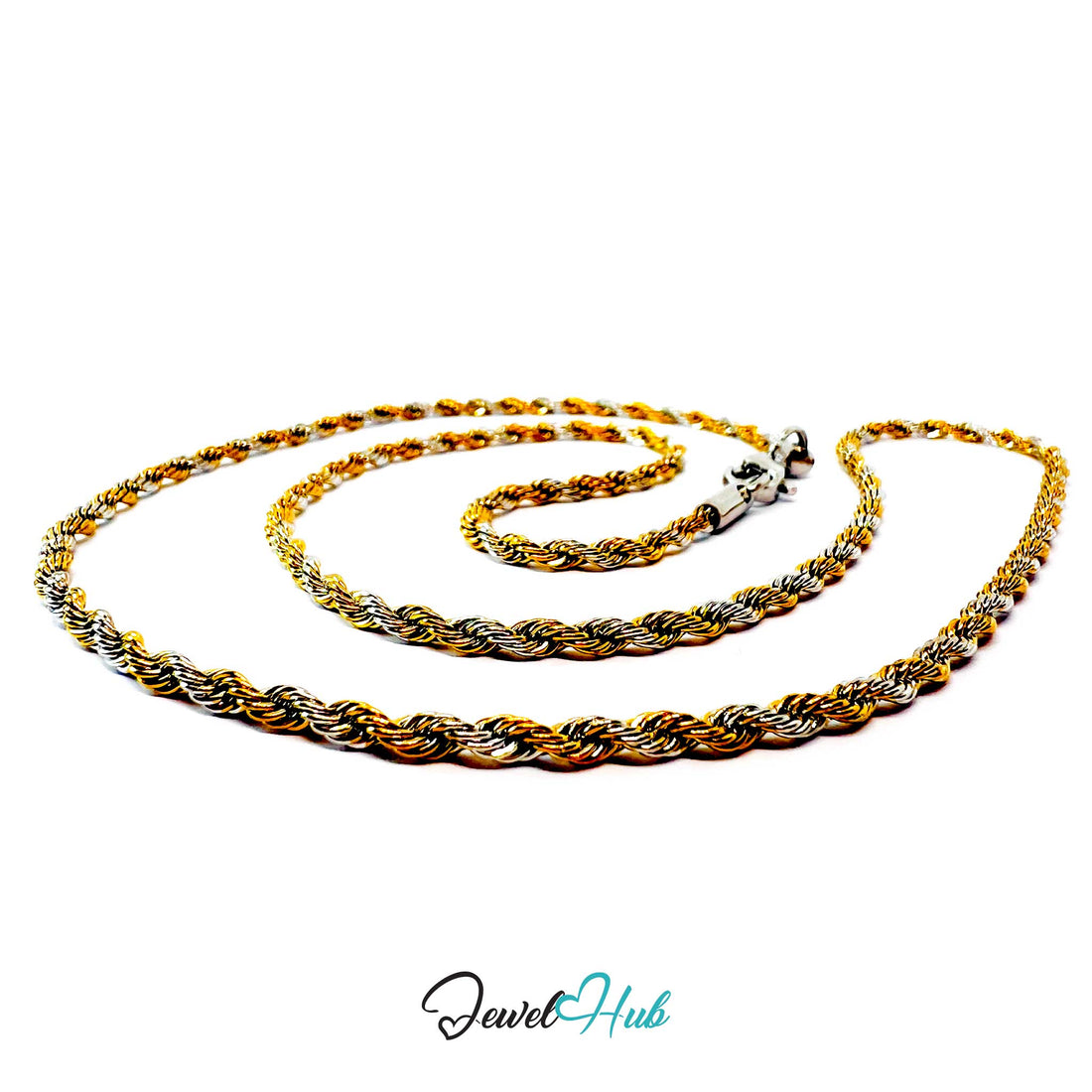 DuoTone Stainless Steel Rope Chain Necklace 2mm | 40cm or 50cm or 60cm