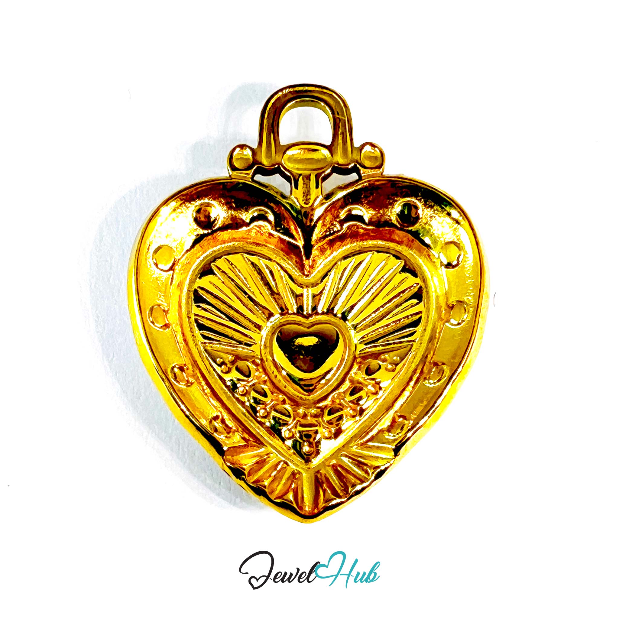 Stainless Steel White Enamel Heart Pendant Zirconia Detail