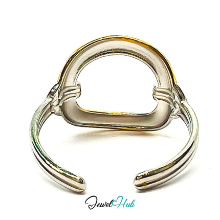 DuoTone Buckle & Horseshoe Adjustable Ring UK OPQ · Stainless Steel · Waterproof CA