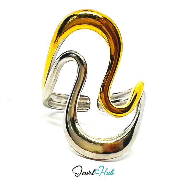 DuoTone Fluid WaveStack Ring · Stainless Steel · Adjustable OPQ · Everyday Elegance CA