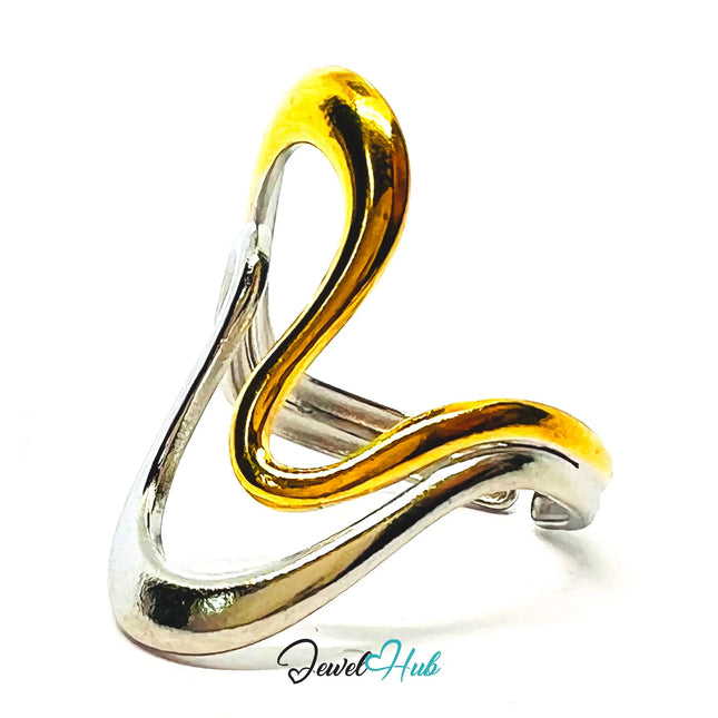 DuoTone Fluid WaveStack Ring · Stainless Steel · Adjustable OPQ · Everyday Elegance CA