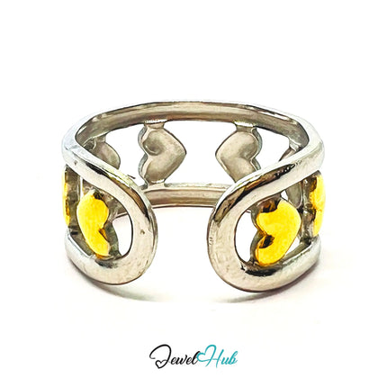 DuoTone HeartLinkBand Ring · Stainless Steel · Adjustable NOP · Romantic Rhythm CA