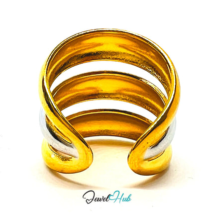 DuoTone TriBand Ring · Stainless Steel · Adjustable NOP · Triple Band Design CA